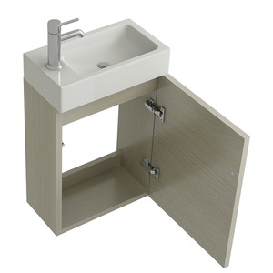 Juego de Baño de Estilo Europeo AARAU, Muebles de Baño de MDF con Aspecto de Madera Clara, Lavabo de Cerámica con Espejo y Tocador - Product Image 6