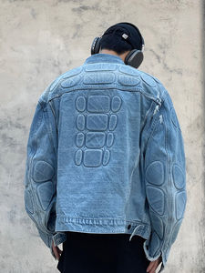 Chaqueta Vaquera Azul Casual para Hombre, a la Moda y Única, Chaqueta Bomber Vaquera Personalizada, Chaqueta Vaquera para Hombre, Elegante - Product Image 3