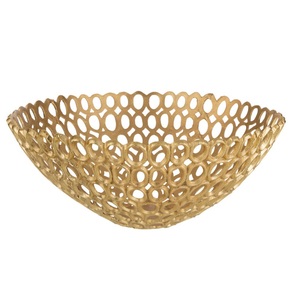 Bol en métal pour l'utilisation de bol de service décoration de maisons en gros personnalisé métal corail rond grand bol de service couleur or - Product Image 4