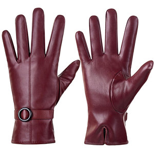 Guantes de Moda de Cuero para Mujer, Calidad Premium, para Invierno, Transpirables, Diseño Sólido, Fáciles de Usar - Product Image 4