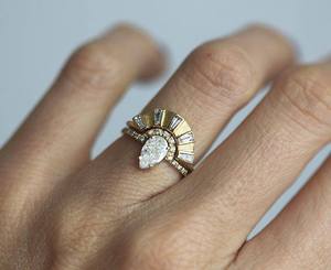 ชุดแหวนหมั้นเพชรมอยส์ซอไนต์ทรงรี18K สำหรับผู้หญิงเครื่องประดับเจ้าสาวสีโรสโกลด์ขายส่ง - Product Image 2