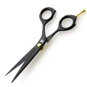 Professionnel 5.5 pouces ciseaux de coiffeur droits faits à la main noir enduit coiffure cisailles rasoir bord pointu lisse émoussé Salon - Product Image 4