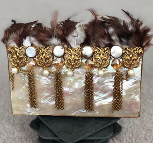 Summer Vintage Luxury Ladies Handbag Unique Quality Nacre Beaded Work Stone Pattern for Wedding Party - Product Image 3