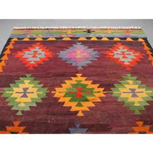 Alfombra Vintage, Alfombra Turca Extra Grande de 6.7x11.3 pies, Alfombra de Lana Roja Degradada a Naranja - Product Image 4