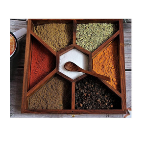 Boîte à épices en bois d'acacia fabriquée à la main Design moderne fabrication de boîte à épices de cuisson usine boîte à sel en bois personnalisée cuisine - Product Image 4