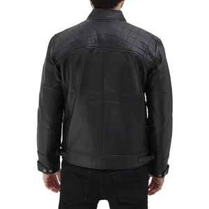 Veste en cuir noir de qualité supérieure pour homme-Fermeture à glissière et coupe ajustée moderne avec poches, parfaite pour les vêtements décontractés et le vélo - Product Image 2
