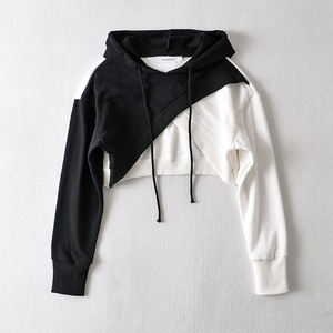 OEM personalizado Crop Drop hombro sudaderas con capucha de las mujeres de gran tamaño de moda pulóver Streetwear Sudadera con capucha al por mayor proveedor - Product Image 2