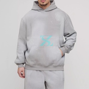 Ensemble de survêtement pour homme en coton, sweat-shirt à capuche et jogging décontracté, tenue de sport, design personnalisé, lavage à l'acide, sweat-shirt à capuche unisexe, jogging en coton, survêtement - Product Image 2