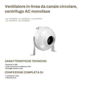 Ventilador Extractor Centrífugo Monofásico en Línea Tecnosystemi para Conductos Circulares - Product Image 6