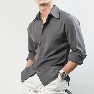 [NUEVO] NH36 Camisa lisa de manga larga con botones ocultos y ajuste mejorado para los hombros, elaborada con tela de sarga de algodón transpirable - Product Image 1