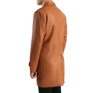 เสื้อโค้ทหนังยาวผู้ชาย หนังแท้คุณภาพสูง เสื้อโค้ทหนังสั่งตัด แฟชั่นล่าสุด แจ็คเก็ตผู้ชายสั่งทำพิเศษ ปี 2026 - Product Image 4