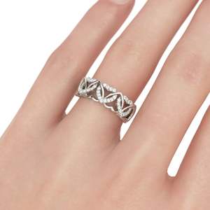 Bague de fiançailles pour femme Jeulia en argent sterling avec cœurs entrelacés et coupe ronde - Product Image 4