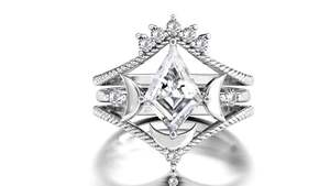 Juego de anillos de compromiso de moissanita de Plata de Ley 925 'Moon My Life', banda de boda de estilo clásico con forma de cometa para fiestas de aniversario - Product Image 2