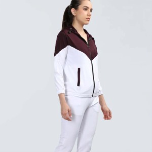 Vente en gros Ensemble de survêtements à fermeture éclair pour femmes Combinaison de jogging deux pièces à la mode avec veste à fermeture éclair complète et taille élastique - Product Image 5