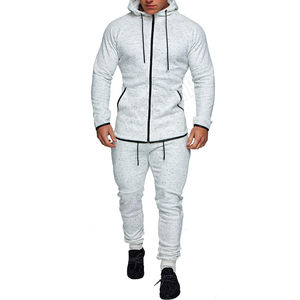 Ensemble de survêtement d'hiver en molleton technique gris pour homme 2025 avec logo personnalisé, respirant, taille élastique, pour le jogging - Product Image 1