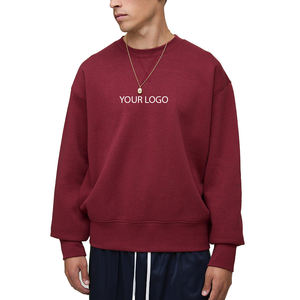 Sudadera Unisex de Gran Tamaño con Cuello Redondo de Color Granate, Jersey de Lana y Algodón de Peso Pesado, Ropa de Calle Holgada de Manga Larga, Sudaderas con Capucha para Invierno - Product Image 1
