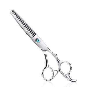 Ciseaux à effiler les cheveux en acier inoxydable de qualité supérieure Repose-doigts fixe Lame émoussée Finition polie Outils de beauté professionnels pour salon - Product Image 6