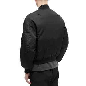 Veste bomber pour homme en nylon noir, style américain, surdimensionnée, épaisse, avec broderie personnalisée, en tissu satiné - Product Image 4