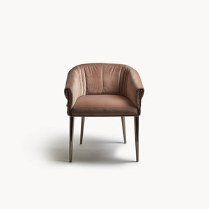 Modern Luxury Eco-Friendly Teak Wood <b>Dining</b> <b>Chair</b> <b>with</b> Polished Metal Legs and Velvet Upholstery Armchair for Home Furniture - Product Image 2