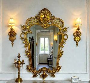Antique Rococo Style Ornate Gilt Bronze Floral Decor Wall <b>Mirror</b> Frame Art <b>Deco</b> France - Product Image 3