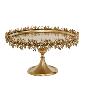 Vaisselle décorative faite à la main accessoire de dessert support de gâteau en métal doré pour la fête de mariage présentoir doux - Product Image 1