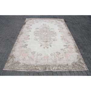 Tapis vintage 7x9,9 pieds, grand tapis turc, tapis persan blanc - Product Image 1