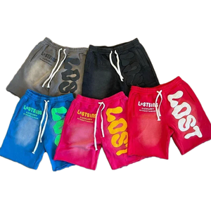 Pantalones cortos vintage informales de talla grande de verano para hombre, pantalones cortos de hombre lavados con ácido de algodón pesado con logotipo personalizado, pantalones cortos de moda para hombre - Product Image 1