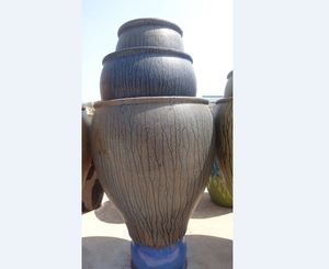 [Leo Nguyen Le] - Vente en gros de pots en céramique gris ronds et hauts pour plantes, pots en céramique pour plantes d'extérieur, grand pot en céramique - Product Image 1