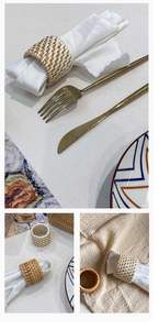 Derniers anneaux de serviette en rotin de forme ronde de qualité supérieure pour les fêtes de mariage et les décorations de table de restaurant - Product Image 5