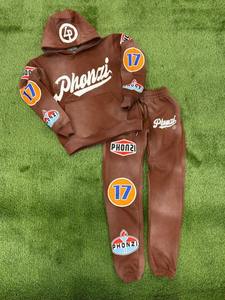 2025-26ชุดมีฮู้ดซิปลายพระอาทิตย์ขึ้นใหม่สำหรับผู้ชายโลโก้ที่กำหนดเองเสื้อผ้าแนวสตรีทเทอร์รี่รุ่นเฮฟวีเวตชุด2ชิ้นสำหรับผู้ชาย - Product Image 6