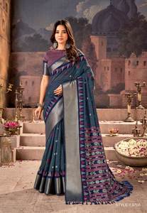 Sari de Seda Suave de Color Increíble a Precio de Fábrica al por Mayor + Blusa Informal para Mujer, Estilo Evergreen, Rayón Modal Indio de Lujo - Product Image 2