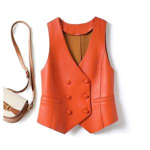 Winter <b>Black</b> Soft Pu Leather Eco-Friendly <b>Vest</b> Double-breasted Elegant Office Sleeveless Waistcoat Outerwear for Men - Product Image 4