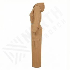 Conjuntos Deportivos Personalizados para Mujer, 100% Algodón, Felpa Francesa, Lavado Ácido Vintage, Sudadera con Capucha y Pantalones Deportivos, Ropa Deportiva Activa - Product Image 3