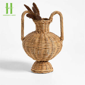 Vase en rotin tissé à la main d'urne en osier élégant de haute qualité pour fleurs sèches Vase de table en rotin minimalisme du Vietnam - Product Image 2