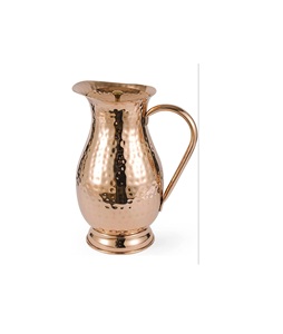 Pichet en cuivre martelé fait main |   Carafe traditionnelle en cuivre pur avec couvercle | Réservoir d'eau en cuivre ayurvédique |   Capacité de 1,5 L/2 L - Product Image 5