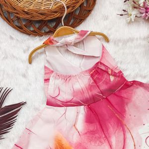 Robe de fête sans manches Shoryam Fashion Girls Gajri à imprimé papillon, tissu doux, longueur genou, coupe régulière, anniversaire, fête - Product Image 4