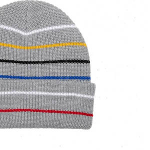 หมวกบีนนี่ไหมพรมแท้ 100% ลายพิมพ์ดิจิทัล ฤดูหนาว 2025 ดีไซน์ลายทางอบอุ่น รับทำโลโก้ตามสั่ง - Product Image 5