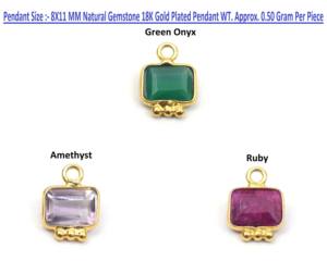 ทำด้วยมือ18K ทองทองเหลืองจี้ประกันตัวเดียวที่มีรูปทรงสี่เหลี่ยมผืนผ้าอัญมณีธรรมชาติของขวัญการออกแบบที่ทันสมัยสำหรับเธอ - Product Image 2