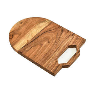 Planche à découper en bois massif réversible écologique avec rainure pour le jus pour servir les charcuteries, les fruits et les légumes - Product Image 2