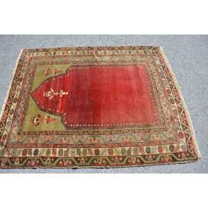 Alfombra de 4.3x5.3 pies, Alfombra Turca Vintage, Alfombra Marroquí Roja y Verde - Product Image 3