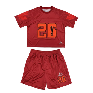 Ensemble t-shirt et short personnalisés pour hommes Logo personnalisé Mesh Boxy Fit Cropped Retro Football Jersey Tops Unisex - Product Image 1