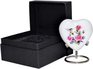 Urna de corazón de colibrí-Mini urna de cremación de corazón con soporte y caja premium-pequeña urna de recuerdo perfecta para adultos y bebés - Product Image 2