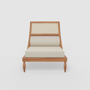 เก้าอี้เลานจ์ทำจากโครงไม้สักแข็งพร้อมเบาะและหวายทอทำให้สบายสำหรับการใช้งานในร่มและกลางแจ้ง - Product Image 6