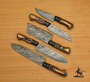 Damascus Steel Customizable Chef Knife Set Pakka Wood Handle Perfect Kitchen Use Christmas Easter Gifts for <b>Girlfriend</b> Boyfriend - Product Image 3
