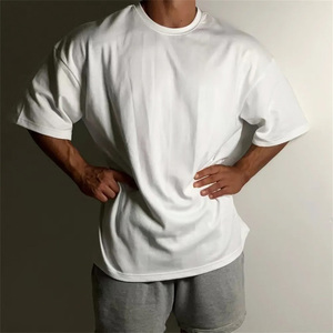 T-shirt de gymnastique pour hommes T-shirt surdimensionné de gymnastique T-shirts personnalisés avec logo T-shirt unisexe personnalisé T-shirt uni surdimensionné avec logo personnalisé - Product Image 4