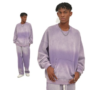 Superventas French Terry Oversized Mens Acid Vintage Sudaderas Washed Ribbed Crew Neck Sudaderas - Product Image 3