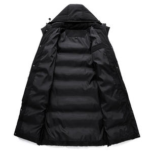 Wholesale Outdoor Custom Warm Utility <b>Canvas</b> Stand Collar Front Logo Long Hoodie Puffer <b>Jacket</b> for Men - Product Image 4
