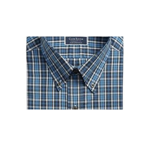 Camicia da Uomo Elasticizzata Blackwatch Tartan Blu Navy Taglia 34X35 100% Cotone Popeline Antipiega per Club - Product Image 2