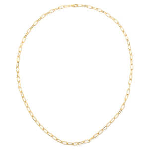 Catena a maglie dorate 18 o 24 pollici, stile vintage con motivo geometrico, in oro 14K placcato oro giallo con diamante o perla come pietra principale - Product Image 3