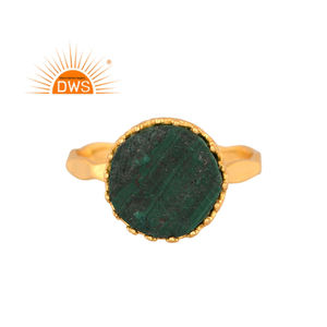 Meilleure qualité argent sterling plaqué or 18 carats malachite naturelle bague empilable demi-bijou fabricant - Product Image 3